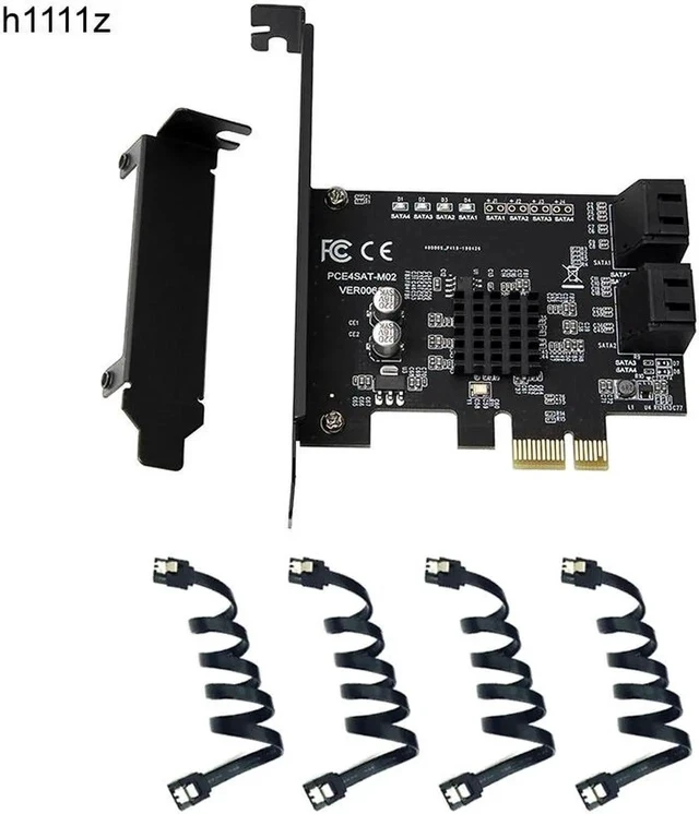 Alt view image 2 of 5 - 4 Ports SATA 3.0 Card PCI-E SATA Card PCIe 1X Cards PCI Express to SATA 3.0 Expansion Adapter for HDD SSD IPFS Mining Controller