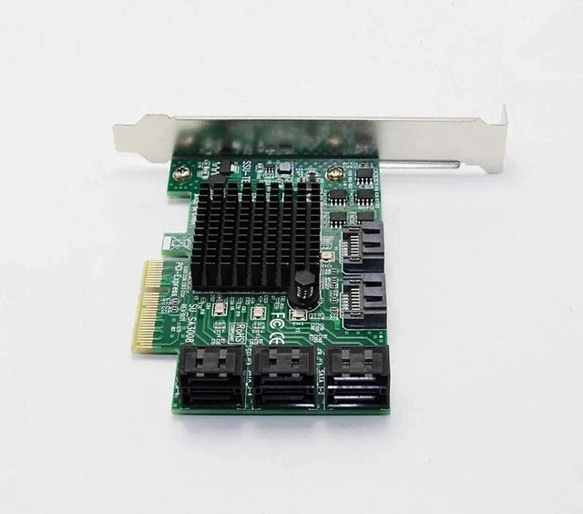 Alt view image 2 of 6 - SATA Card PCI-e PCI Express to SATA 3.0 III 3 SSD PCIe SATA 8 ports Expansion Board Card Adapter Raiser with Low Profile Bracket