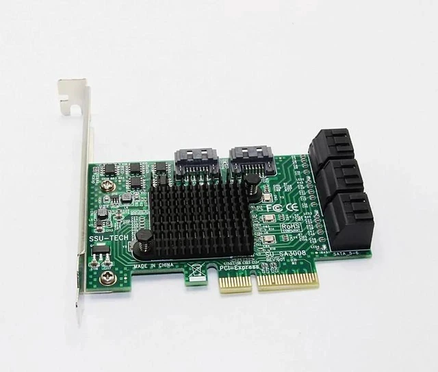 Alt view image 6 of 6 - SATA Card PCI-e PCI Express to SATA 3.0 III 3 SSD PCIe SATA 8 ports Expansion Board Card Adapter Raiser with Low Profile Bracket