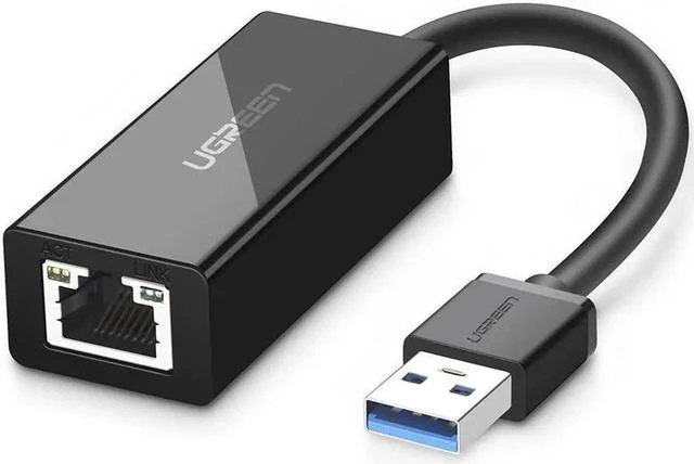 Main image of Network Adapter USB 3.0 to Ethernet RJ45 Lan Gigabit Adapter for 10/100/1000 Mbps Ethernet Supports Nintendo Switch, Black