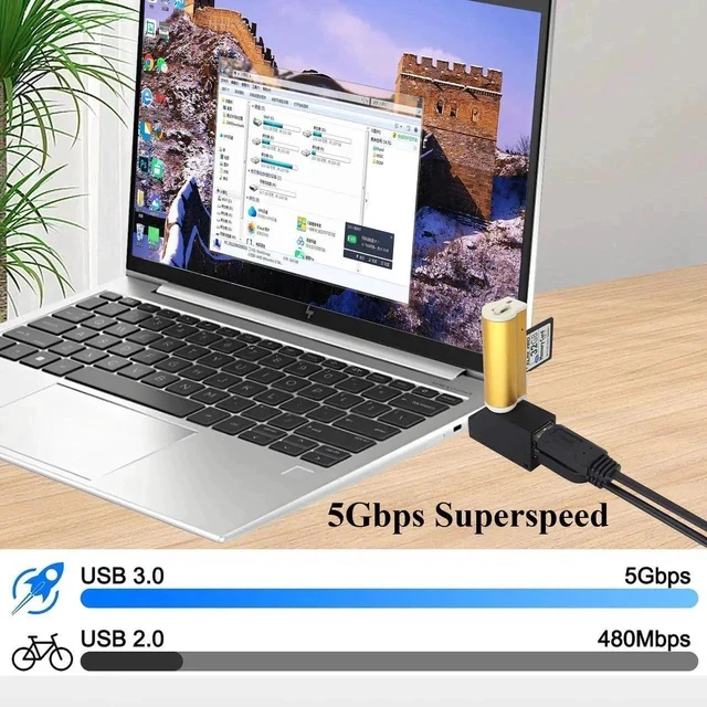 Alt view image 4 of 7 - 3-Port USB- A 3.0 Hub USB 3.0 A Male to 1 USB-3.0-A and 2 USB2.0 A Female Ports Splitter Adapter for Laptop, Car, Keyboard, Mobile Hard Disk, U Disk, Camera, Mouse, etc(2 Pack/Black)