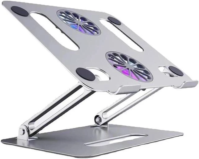 Main image of Aluminum Laptop Tablet Stand with Dual High-speed Cooling Fan Adjustable Ultrabook Stand Ergonomic Holder Riser Mount Portable Laptop Tablet Holder for All 11-17.3 Inches Tablet