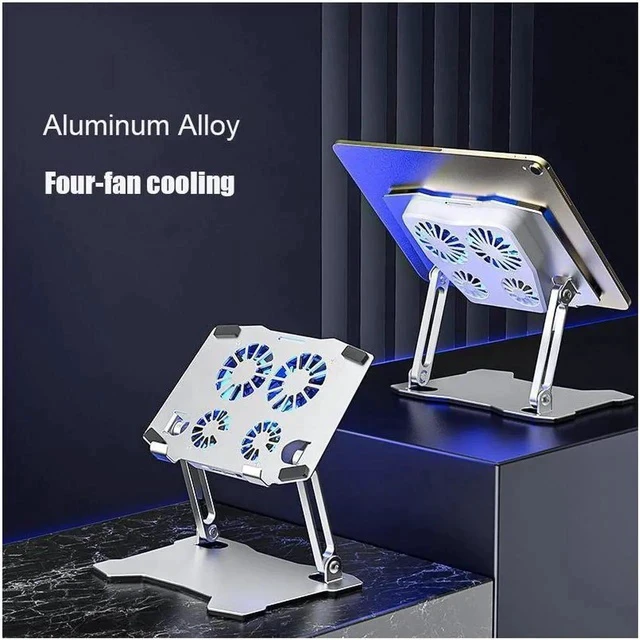 Alt view image 2 of 6 - Ergonomic Aluminum Tablet Cooling Stand Lap Desk Tray Protable Detachable notebook macbook pro computer riser desktop holder with 4 High-speed Fan,For All Tablets 10-13.3"MacBook Pro