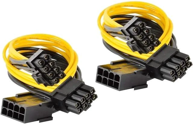 Main image of 8 Pin PCIe Splitter, PCI 8 Pin to Dual 8 Pin (6+2) Graphics Card PCIe Express Power Adapter GPU VGA Y-Splitter Extension Cable Mining Video Card Power Cable (12 inches 2 Pack)