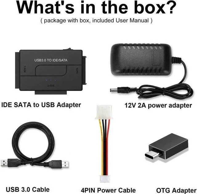 Alt view image 2 of 7 - USB 3.0 to IDE and SATA Converter External Hard Drive Adapter Kit for 2.5"/3.5" SSD/HDD, Support Max 6TB, Auto-Sleep Mode with 12V/2A Power Adapter