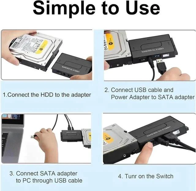 Alt view image 3 of 7 - USB 3.0 to IDE and SATA Converter External Hard Drive Adapter Kit for 2.5"/3.5" SSD/HDD, Support Max 6TB, Auto-Sleep Mode with 12V/2A Power Adapter