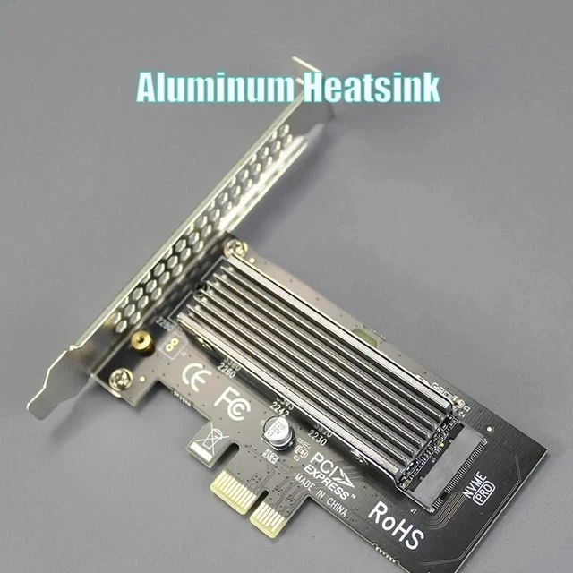 Alt view image 3 of 7 - PA09-X1-HS NVMe to PCIe X1 Adapter with M.2 Heatsink for 2230/2242/2260/2280 NVMe SSD, PCIe X1 Installation (Silver)