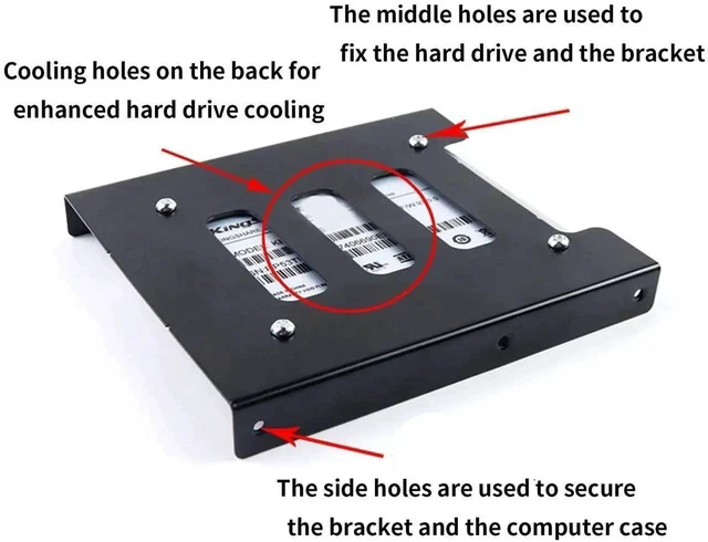 Alt view image 7 of 7 - HDD SSD Mounting Bracket 2.5 to 3.5 Adapter Hard Drive Holder (Single Drive, Pack of 2)