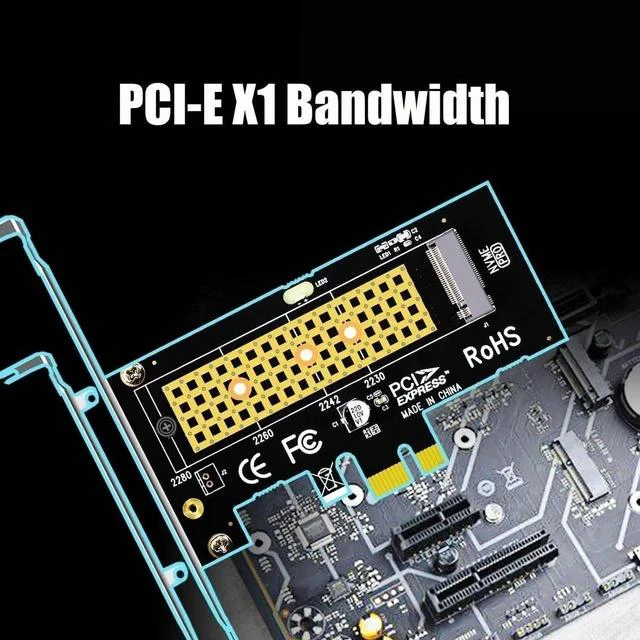 Alt view image 6 of 7 - PA09-X1-HS NVMe to PCIe X1 Adapter with M.2 Heatsink for 2230/2242/2260/2280 NVMe SSD, PCIe X1 Installation (Silver)