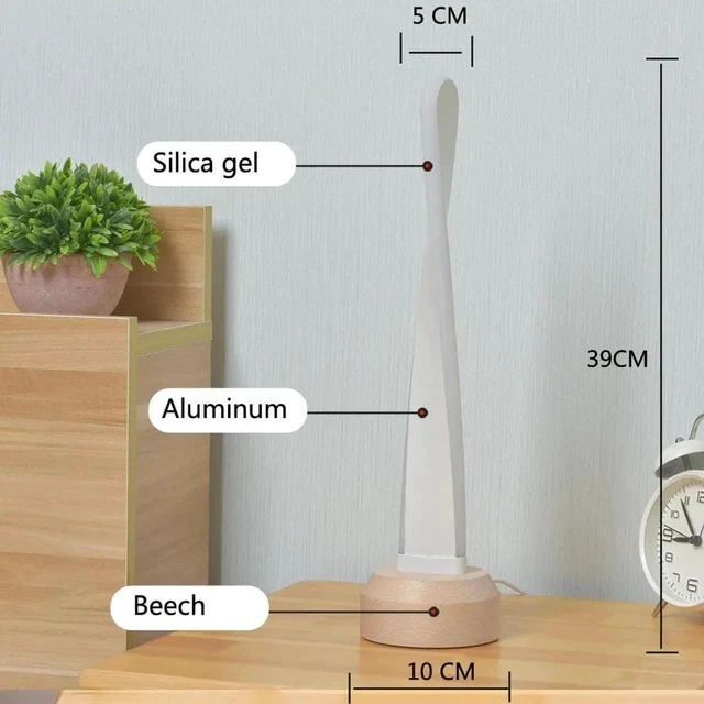 Alt view image 4 of 5 - Gemdeck Modern Desk lamp RGB Wood Table Lamp Bedside Lamp, Natural Beech Night Light