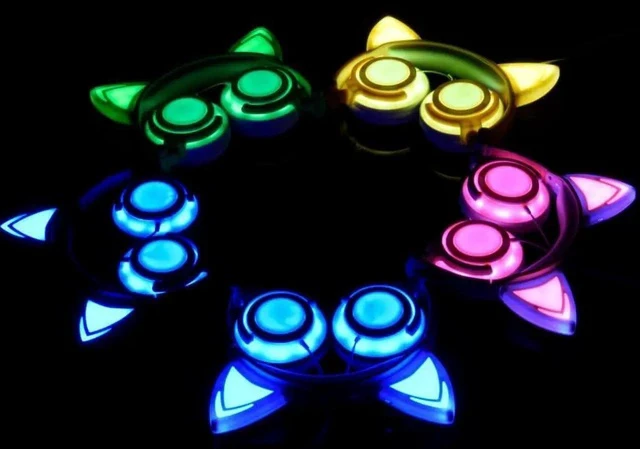 Alt view image 5 of 5 - Gemdeck Cat Ear Headphones for Kids, LED Light with USB Chargeable Foldable Earphones
