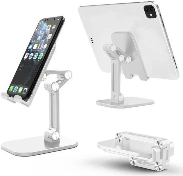 Alt view image 2 of 7 - Desktop Phone Holder Stand for IPhone Adjustable Tablet Foldable Tablet Phone Desk Stand Holder Compatible with4.7"-12.9"iPhone iPad Air Mini Pro Kindle Tab Galaxy eBook Reader-White