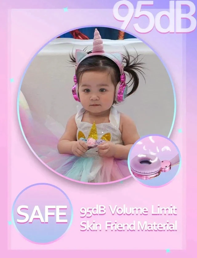 Alt view image 5 of 5 - Gemdeck Kids Unicorns Headphones with Mic for Travel/Car/Plane, Unicorns Wired Headsets with Cable
