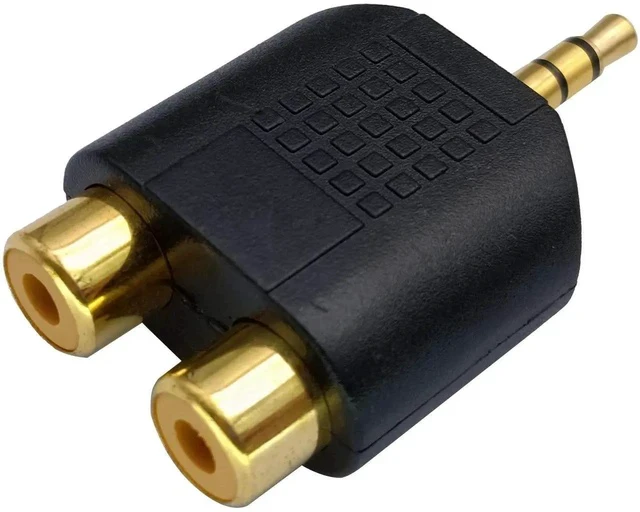 Alt view image 2 of 7 - 3.5mm to RCA Splitter Adapter Gold Plated 3 Poles 3.5mm (1/8 inch) Stereo Audio Male to 2 RCA Female AUX Audio Y Splitter Adapter Converter (5Pack)