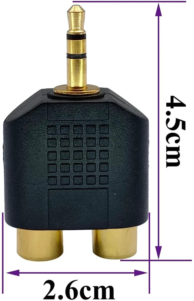 Alt view image 3 of 7 - 3.5mm to RCA Splitter Adapter Gold Plated 3 Poles 3.5mm (1/8 inch) Stereo Audio Male to 2 RCA Female AUX Audio Y Splitter Adapter Converter (5Pack)