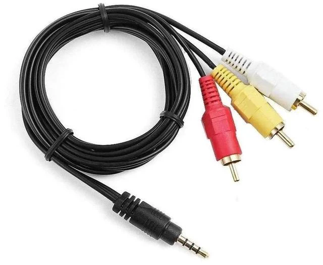 Main image of 5ft Long Mini 3.5mm 4-din AV Plug Male to 3 RCA AV Male A/V TV Audio Video Cable Cord Lead for Sony Handycam Camcorder DCR-TRV240 DCR-TRV140 DCR-TRV130 DCR-TRV120 e
