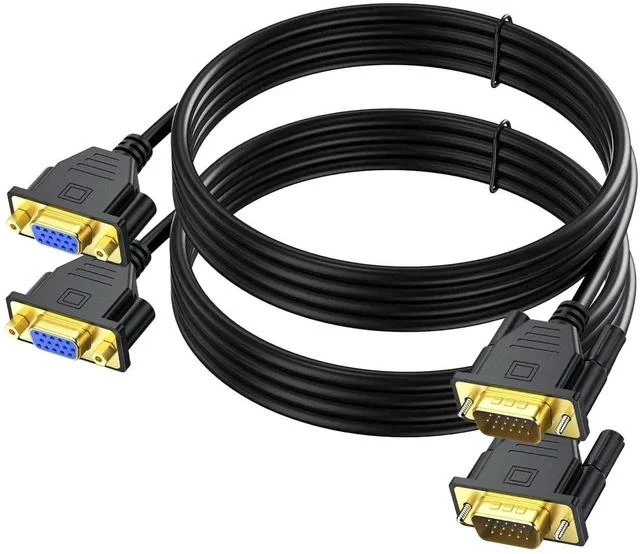 Main image of 3FT VGA Extension Cable 2-Pack Male to Female Cord Extender Cable 15 pin (NOT 9 Pin) for HD 15 Computer Monitor Projector TV and More