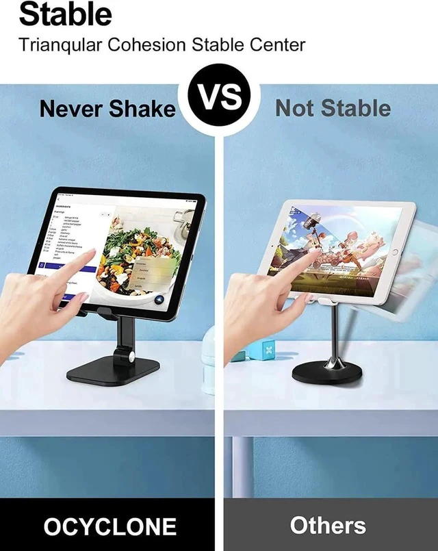 Alt view image 3 of 7 - Cell Phone Stand, Angle Height Adjustable Phone Stand for Desk Foldable Cell Phone Holder, Cradle, Dock Tablet Stand, Case Friendly Compatible with All 4-12.9Inches iPhone,iPad,Tablet, Kindle