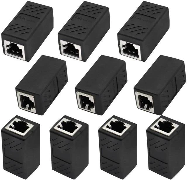 Main image of RJ45 Cat6 Adapter Ethernet Cable Extender Cat6 Female to Female Inline Network Cable Coupler Cat6 Cat5 Cat5e Ethernet Coupler Adapter (Black-10Pack)