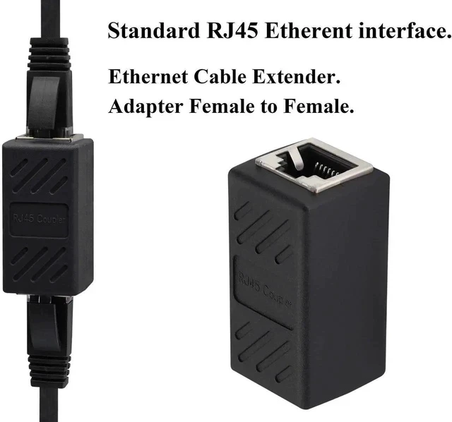 Alt view image 2 of 7 - RJ45 Cat6 Adapter Ethernet Cable Extender Cat6 Female to Female Inline Network Cable Coupler Cat6 Cat5 Cat5e Ethernet Coupler Adapter (Black-10Pack)