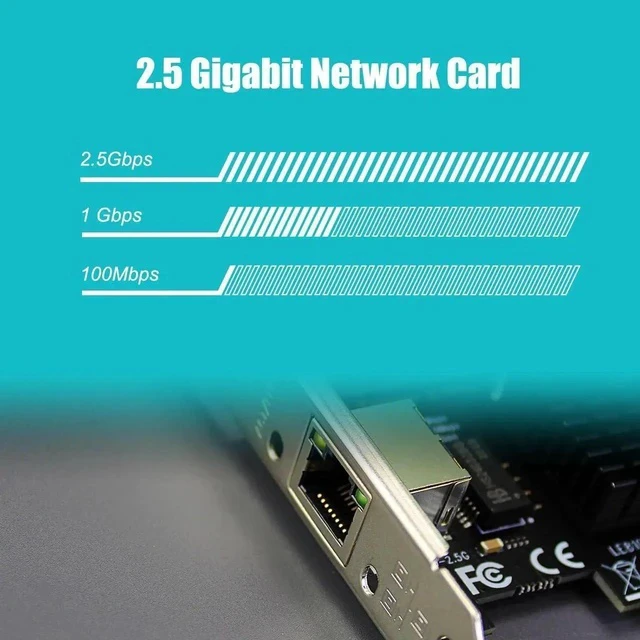 Alt view image 3 of 7 - LE8105 2.5Gb PCIe Network Card for Desktop PC, 2500/1000/100Mbps Gigabit Ethernet RJ45 LAN Port, PCIE X1 Interface, Regular & Low Profile Bracket