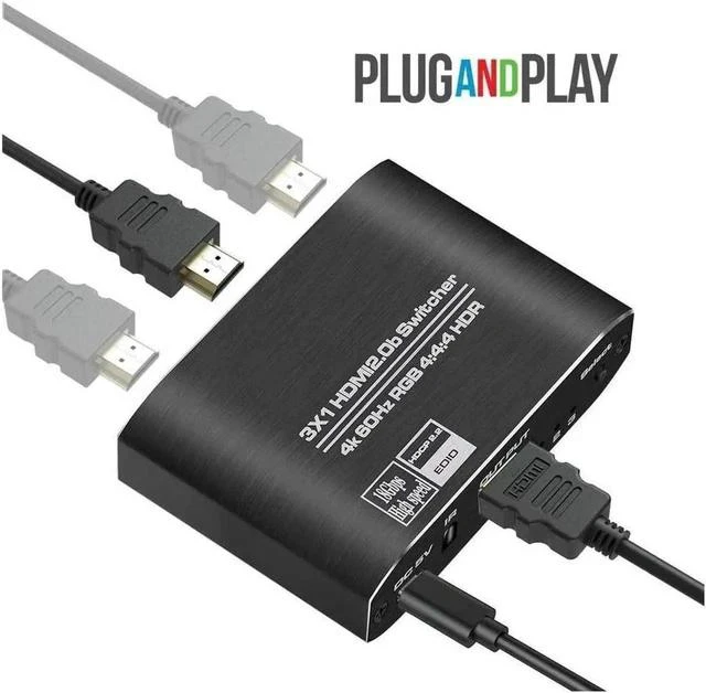 Main image of 4K@60Hz 3x1 HDMI Switch, HDMI 2.0b Switch 3 in 1 Out, 4K HDMI Switcher Splitter with Remote, HDR10, HDCP 2.2 & 3D - OZQ3-1