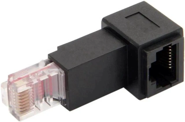Alt view image 2 of 2 - Up Angled 90 Degree 8P8C FTP STP UTP Cat 5e Male to Female Lan Ethernet Network Extension Adapter