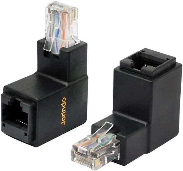 Main image of 90 Degree RJ45 Ethernet LAN Male to Female Cat5 / Cat5e / Cat6 Extender Adapter(2-Pack) Black,(Up Angle)