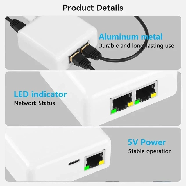 Alt view image 7 of 7 - RJ45 Network Splitter Adapter, Gigabit Ethernet Splitter 1 to 2 Adapter, 1000Mbps RJ45 Network Extension Connector,Two Devices Share The Internet at The Same Time(White Gigabit 1 to 2)