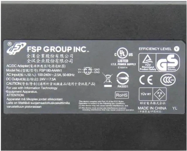 Alt view image 2 of 2 - FSP 180W AC Switching Power Adapter FSP180-AAAN1 FSP180-AAAN2, 24V 7.5A 4-Pin Desktop Charger for Industrial Laptops, IPC and Embedded Devices