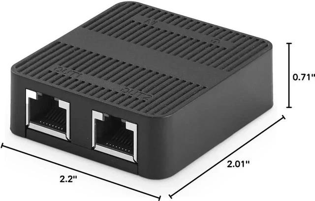 Alt view image 7 of 7 - 1 to 2 Gigabit Network Splitter, 3 Port Gigabit Ethernet Switch, Type-C Power Supply, Mini Size Plug and Play