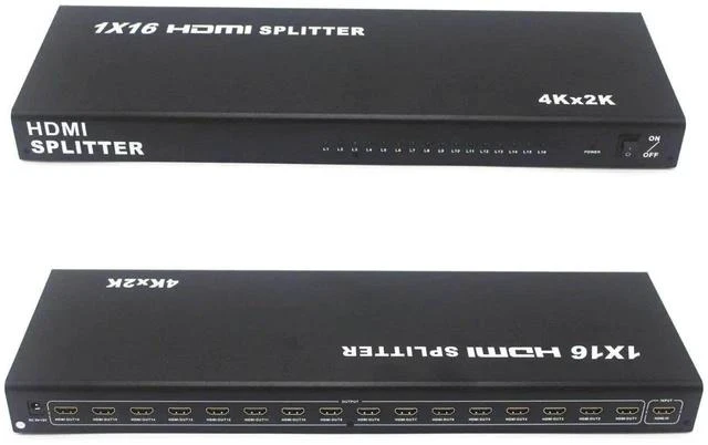 Alt view image 4 of 4 - 16 Port HDMI Splitter 1x16 Full HD 1080P HDMI 1.4 Splitter with Switcher Converter Support 4KX2K 3D Digital Audio Format-Black