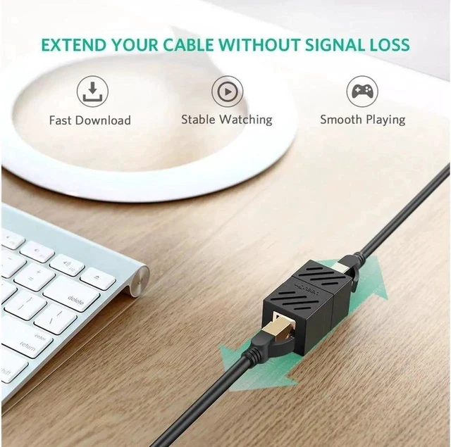 Alt view image 5 of 7 - RJ45 Coupler In Line Coupler Cat7 Cat6 Cat5e Ethernet Cable Extender Adapter Female to Female (5-pack, Black)