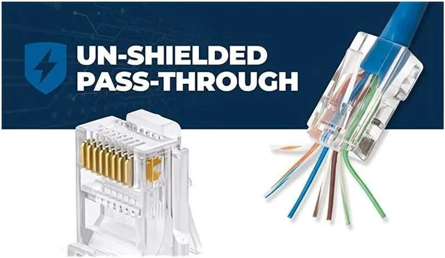 Alt view image 5 of 6 - RJ45 Cat6 Pass Through Connectors - Pack of 100 | Modular Plug for Solid or Stranded UTP Network Cable