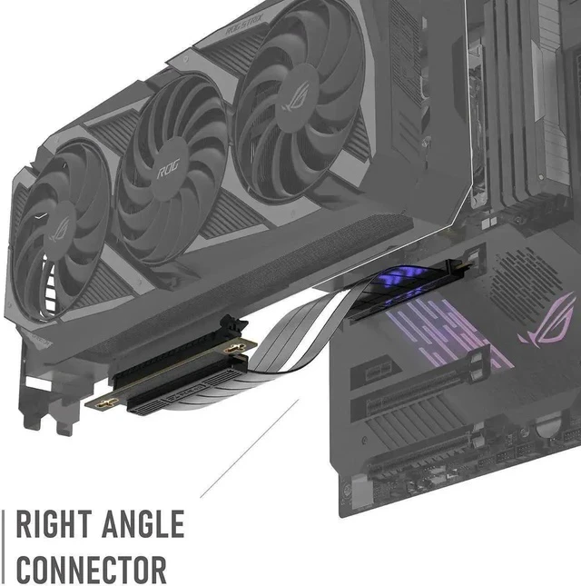 Alt view image 3 of 7 - 20cm (7.87in) PCIe Gen4 x16 Right Angle GPU Riser Cable, High Speed Flexible PCI Express 4.0 Graphics Card Extension Cord