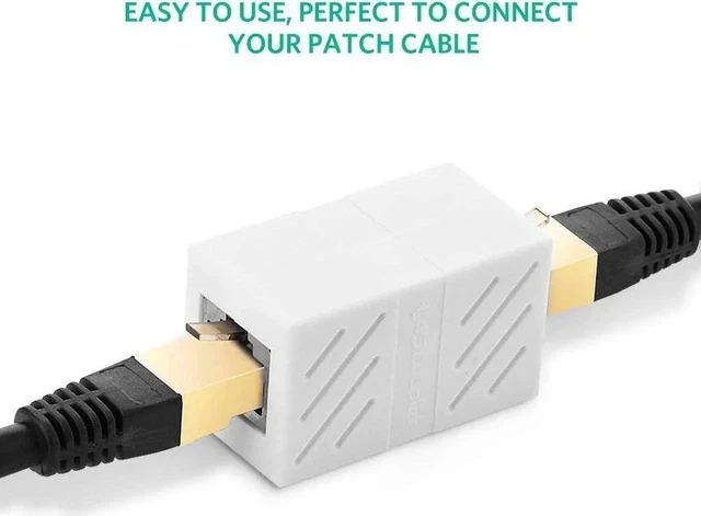 Alt view image 2 of 7 - 5 Pack White RJ45 Female to Female Inline Coupler, Ethernet LAN Cable Extender Adapter Compatible with Cat5e/Cat6/Cat7 Network Patch Cords