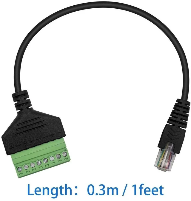Alt view image 2 of 6 - RJ45 Screw Terminal Adapter, RJ45 Male to 8 Pin Screw Terminal Connector, Ethernet Extender Network Adapter 8P8C Breakout Board Cable for Cat5 /6/7 AV CCTV, 12inch