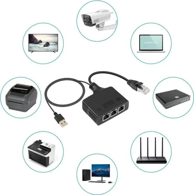 Main image of Gigabit RJ45 Network Splitter Adapter, 1 to 3 Ethernet Splitter 1000Mbps High Speed LAN Network Splitter,4 Devices Share The Internet at The Same Time(1 to 3 Male Gigabit)