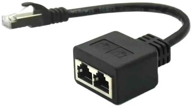 Alt view image 2 of 3 - 1 Male to 2 Female RJ45 Ethernet Splitter, CAT7 Compatible LAN Cable Extender Converter Network Connector Adapter