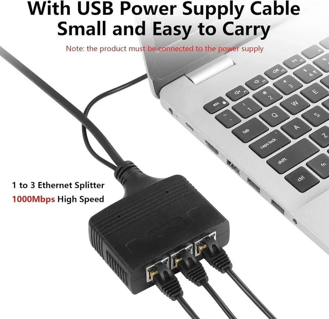 Alt view image 3 of 6 - Gigabit RJ45 Network Splitter Adapter, 1 to 3 Ethernet Splitter 1000Mbps High Speed LAN Network Splitter,4 Devices Share The Internet at The Same Time(1 to 3 Male Gigabit)