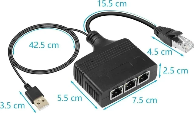 Alt view image 5 of 6 - Gigabit RJ45 Network Splitter Adapter, 1 to 3 Ethernet Splitter 1000Mbps High Speed LAN Network Splitter,4 Devices Share The Internet at The Same Time(1 to 3 Male Gigabit)