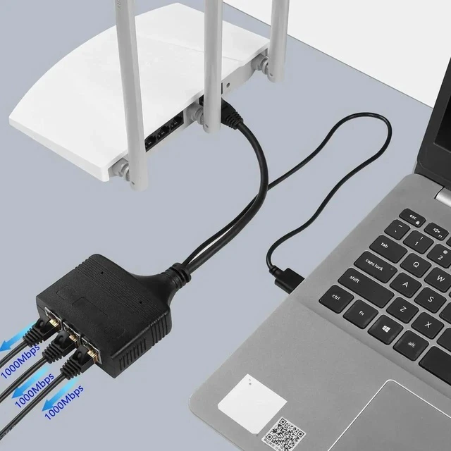 Alt view image 4 of 6 - Gigabit RJ45 Network Splitter Adapter, 1 to 3 Ethernet Splitter 1000Mbps High Speed LAN Network Splitter,4 Devices Share The Internet at The Same Time(1 to 3 Male Gigabit)