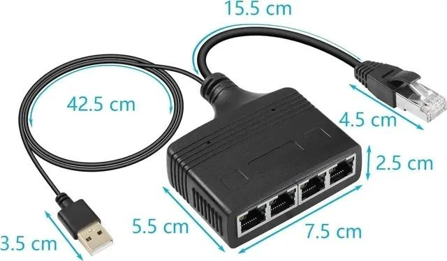 Main image of Gigabit RJ45 Network Splitter Adapter, 1 to 4 Ethernet Splitter 1000Mbps High Speed LAN Network Splitter,4 Devices Share The Internet at The Same Time(1 to 4 Male Gigabit)