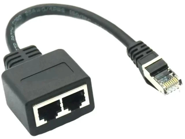 Alt view image 3 of 3 - 1 Male to 2 Female RJ45 Ethernet Splitter, CAT7 Compatible LAN Cable Extender Converter Network Connector Adapter