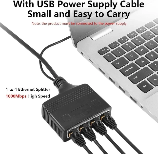 Alt view image 5 of 6 - Gigabit RJ45 Network Splitter Adapter, 1 to 4 Ethernet Splitter 1000Mbps High Speed LAN Network Splitter,4 Devices Share The Internet at The Same Time(1 to 4 Male Gigabit)