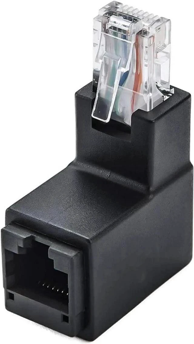 Main image of 90° & 270° Up Angle RJ45 Ethernet Adapter, 8P8C Male to Female LAN Extender Connector Compatible with Cat5e Cat6 Network Cables