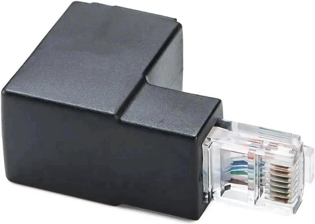 Alt view image 7 of 7 - 90° & 270° Up Angle RJ45 Ethernet Adapter, 8P8C Male to Female LAN Extender Connector Compatible with Cat5e Cat6 Network Cables