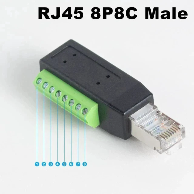 Alt view image 4 of 7 - RJ45 Screw Terminal Breakout Board Adapter, 90 Degree RJ45 Screw Terminal Connector, Network Ethernet Adapter 8P8C Male to 8 Pin AV Extender for CCTV, Cat5, Cat6 (2-Pack)