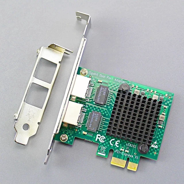 Alt view image 6 of 7 - LE8202 2-Port PCIe Network Card for Desktop PC, 1000/100/10Mbps Gigabit Ethernet RJ45 LAN Port, PCIE X1 Interface, Regular & Low Profile Bracket