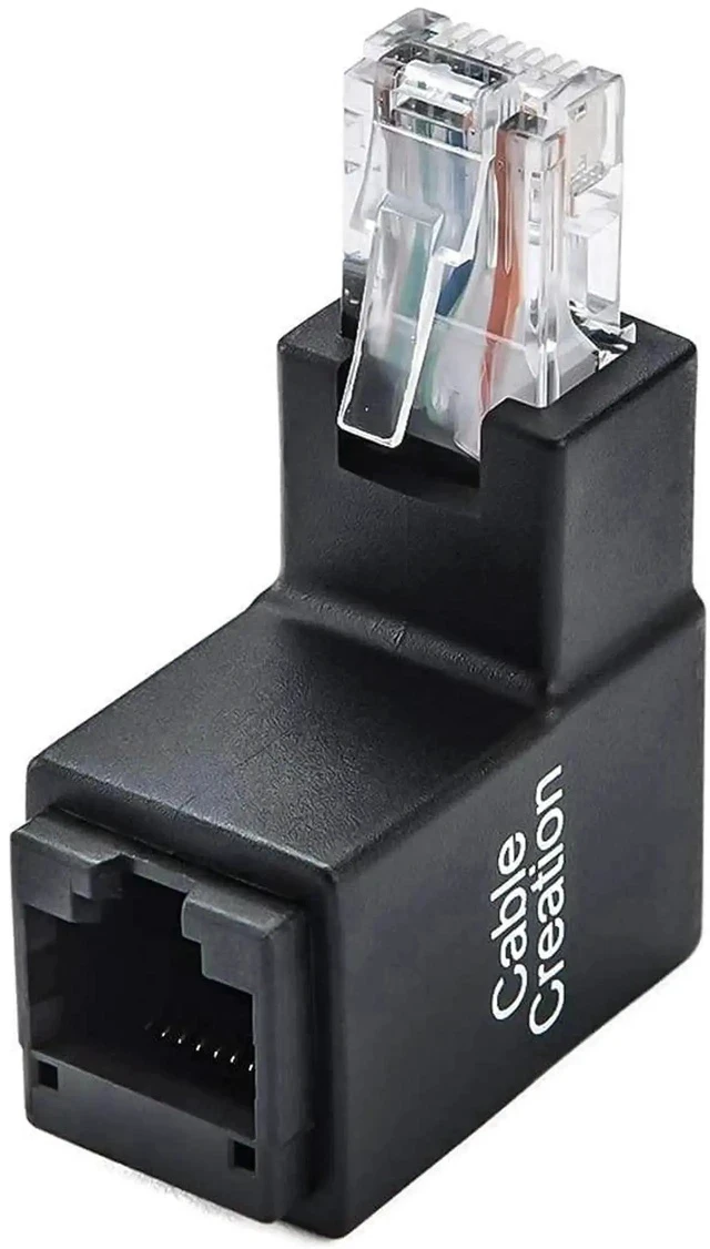 Alt view image 4 of 6 - 2 Pack 90 Degree RJ45 Ethernet Adapter Male to Female, Cat5e Cat6 Right Angle LAN Cable Extender Connector